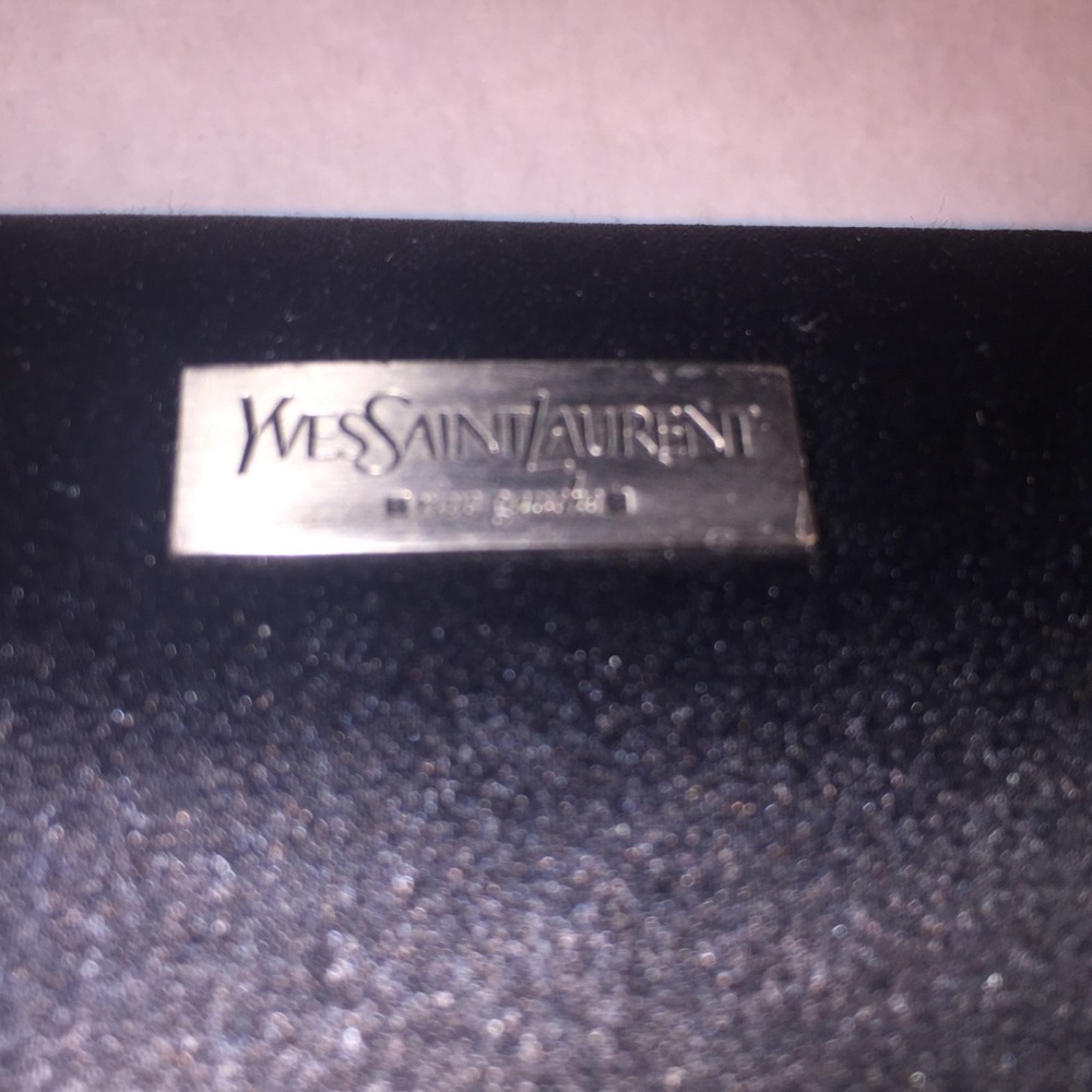 auth SAINT LAURENT black silk hardshell CLUTCH - Picture 3 of 8